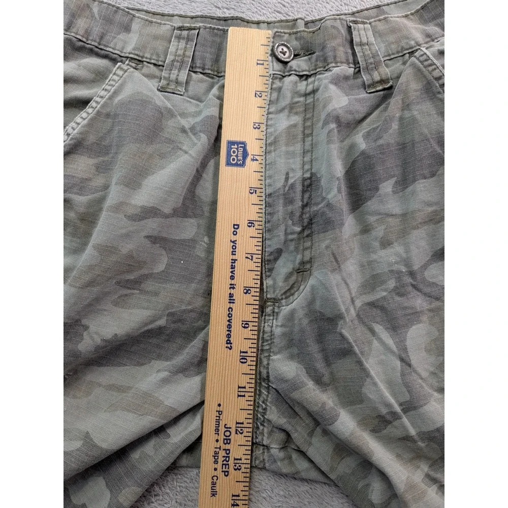 Wrangler Authentic Issue Mens Camo Cargo Shorts Green Grey Cotton Ripstop 36